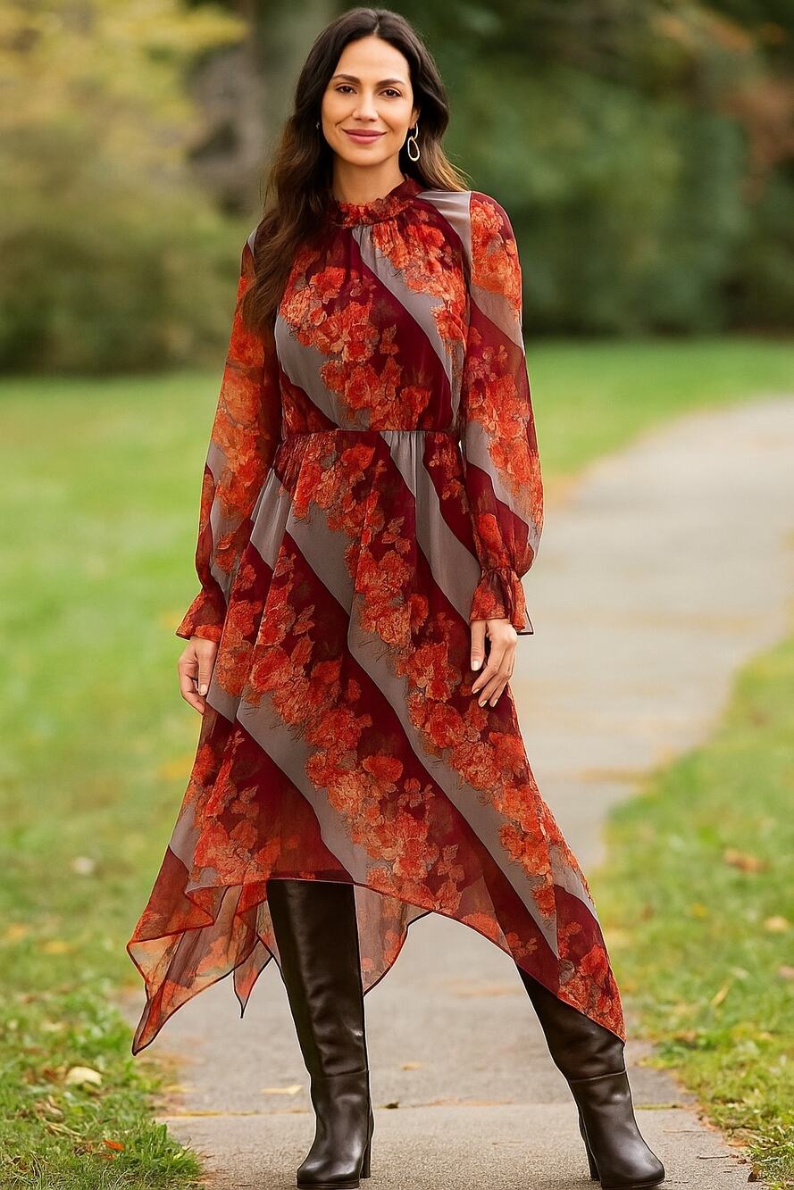 Soft Surroundings Boho Romantic asymmetrical Autumn whimsical long Dress Size-M